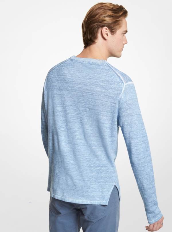 Panske Svetre Michael Kors Linen and Cotton Blend Námornícka Modrá - Oblecenie Michael Kors Nejlevnejsi | OCTQZ-2346